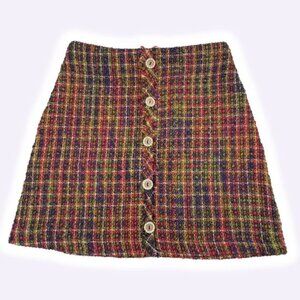 LE LIS Multicolor Tweed Mini Skirt Sz Small